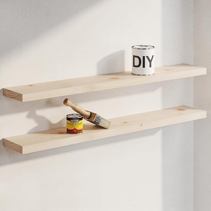 Homeforia 36 inch Wood Floating Shelves, High End Solid Natural Wood 36inch by Homeforia