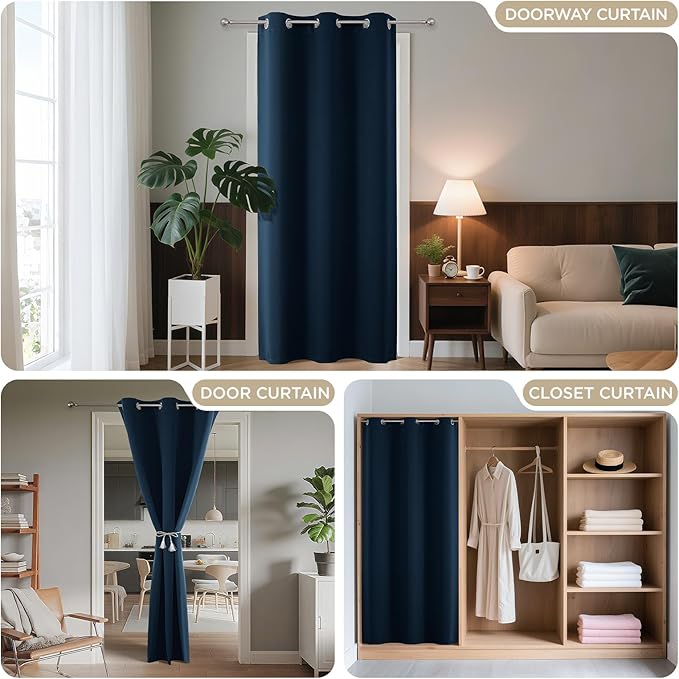 Joydeco Blackout Door Curtain for Doorway Privacy 84 Inches Long, Grommet - Image 4