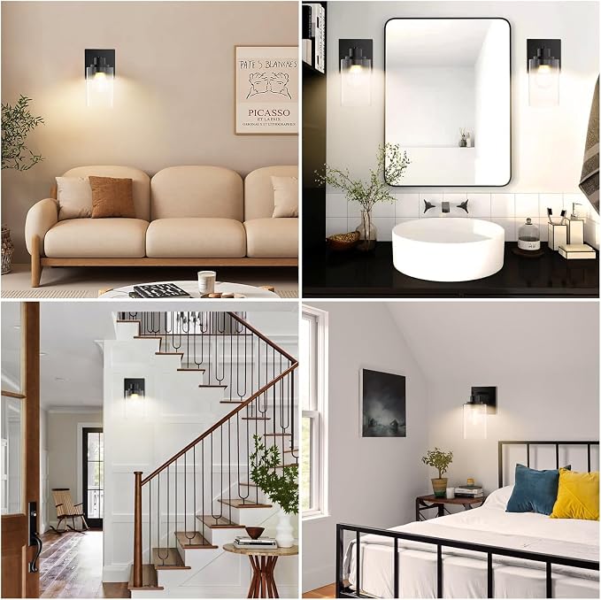 Wall Sconces Set of 2 Matte Black Vanity Lights - Image 4