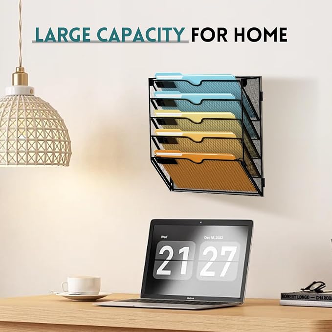 SUPEASY 5 Tier Wall File Organizer, Hanging Wall Mounted Mail Organizer - Image 7