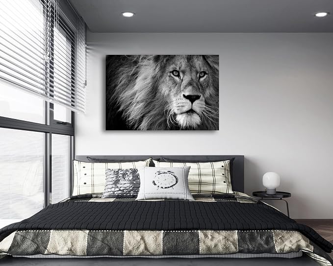 Baisuart Canvas Prints Wall Art Grey lion Stretched Canvas Wooden Framed - Image 6