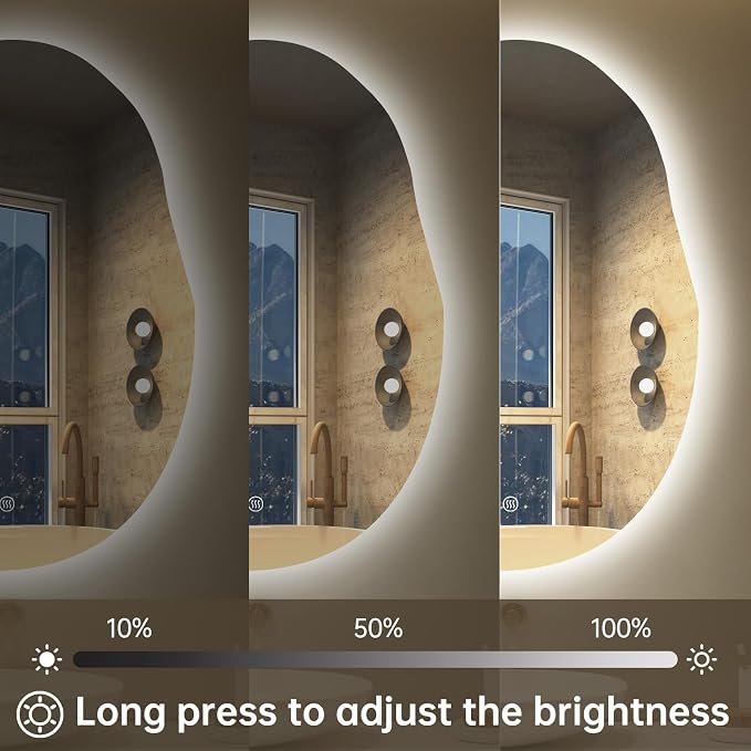 LOVESPEJO Irregular Backlit Mirror Bathroom 24x32 Inch, Asymmetrical LED - Image 6