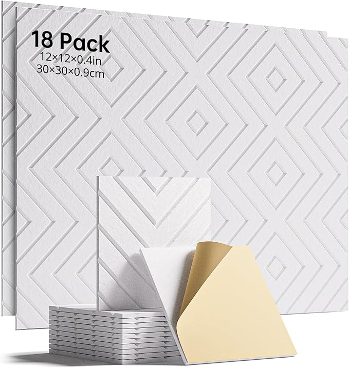 Sound Proof Foam Panels for Walls, 18 Pack Self-Adhesive Acoustic Panels by Woovio
