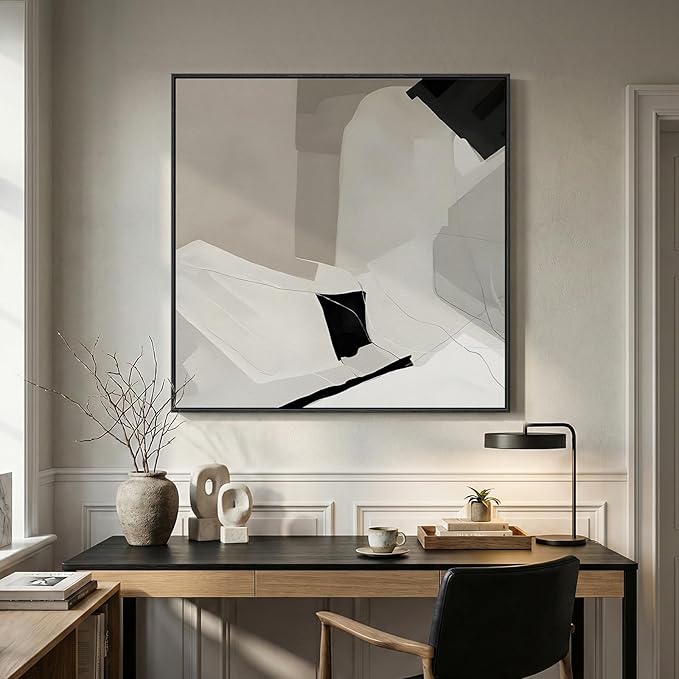 Extra Large Framed Black and White Abstract Wall Art - Image 5