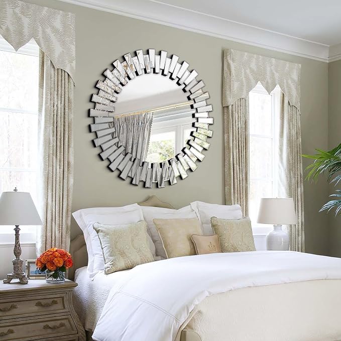Chende Round Mirrors for Decor, Frameless Circle Mirror for Living Room - Image 2