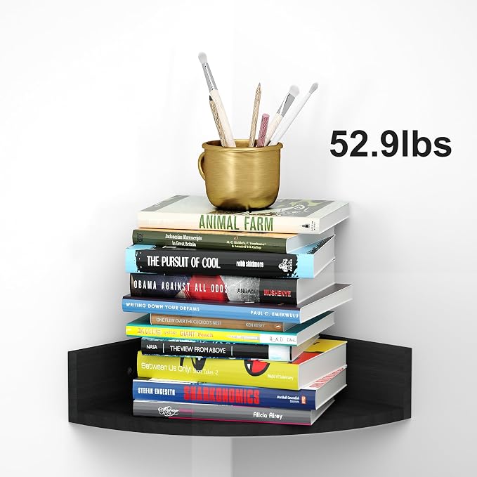 Alsonerbay Black Corner Wall Shelf, Floating Shelves Wall Mount Set of 4 - Image 8