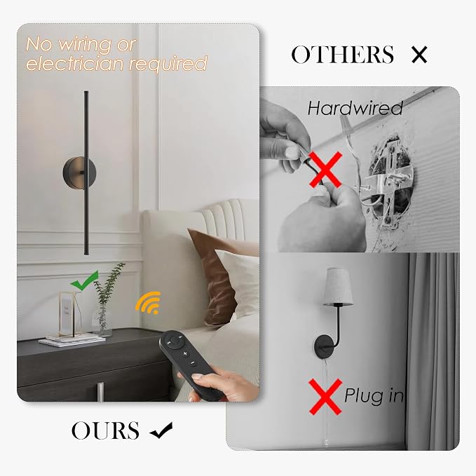 KARTOOSH Battery Operated Wall Sconces, Dimmable Wall Sconces Set of Two - Image 2