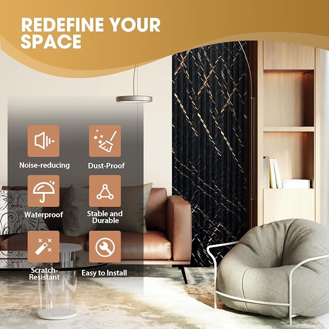 OUZUGIE WPC Acoustic Slat Wall Paneling, Living Room, TV Background, Study Room - Image 6