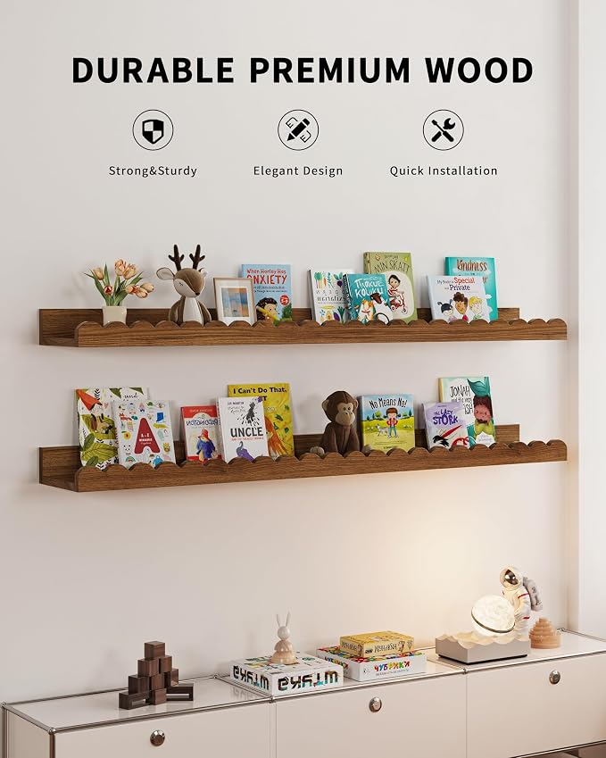 Shario Nursery Book Shelves, Scalloped Shelves, Wall Book Shelves - Image 2
