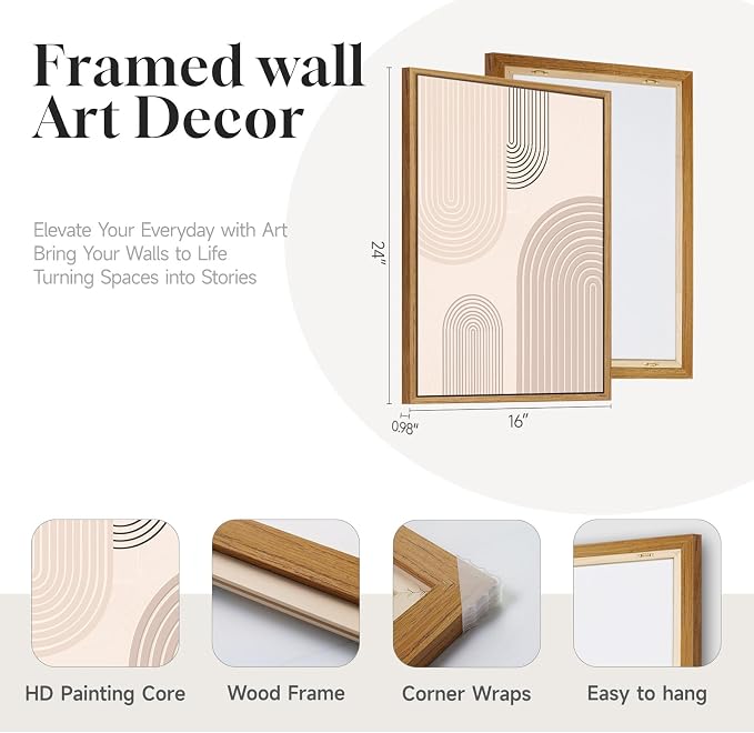 3 Piece Framed Neutral Boho Wall Art - Image 4