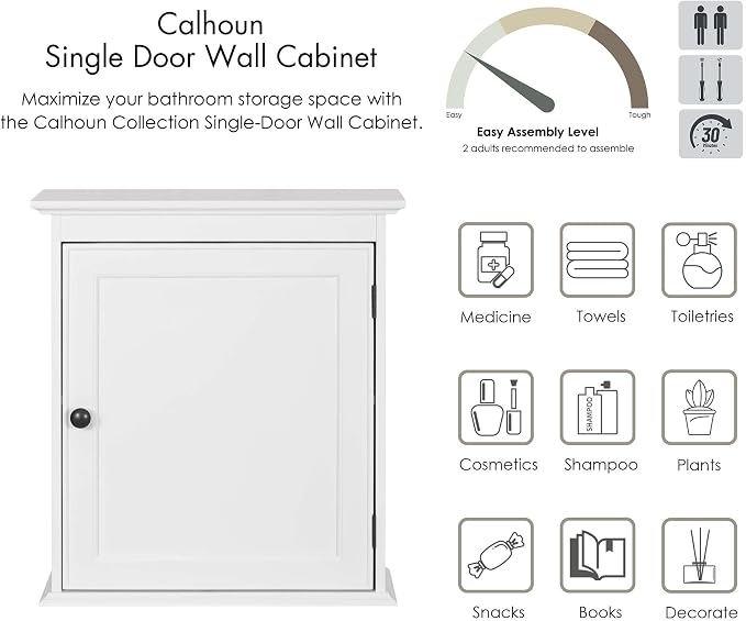 Spirich Small Bathroom Wall Cabinet, Wall Mounted Storage Cabinet, Medicine - Image 7