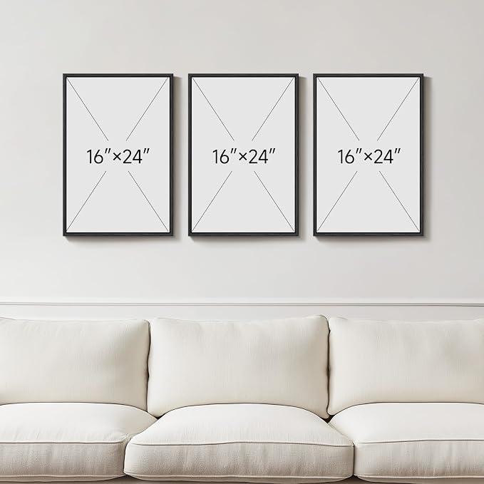Framed Abstract Coastal Wall Art Bedroom, 3 Piece Blue Beach Landscape Canvas - Image 3