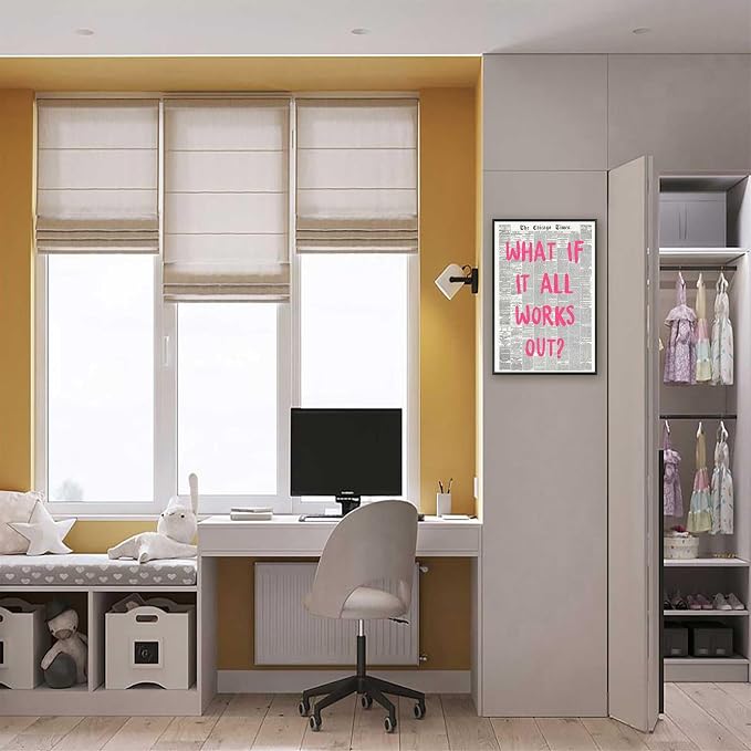 What If It All Works Out Poster Retro Newspaper Pink Font Canvas Wall Art - Image 4