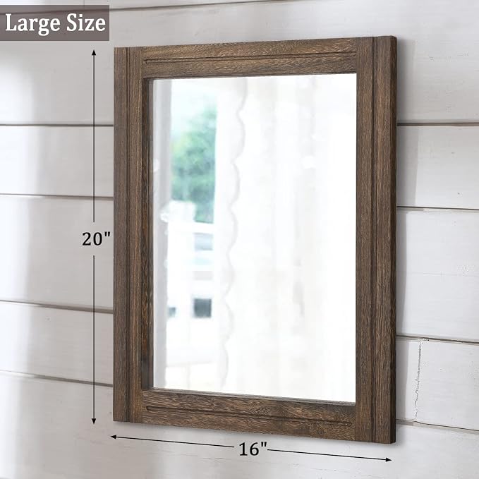 AAZZKANG Rustic Wood Mirror Rectangle Decorative Wall Hanging Mirrors - Image 2