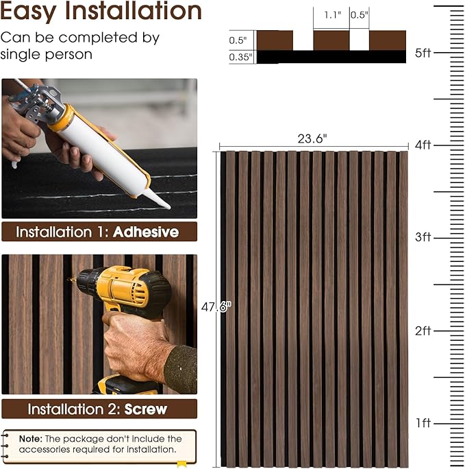 Acoustic Wood Wall Panels 4 Pack 47.6" x 23.6", Sound Proof Wooden Paneling - Image 5