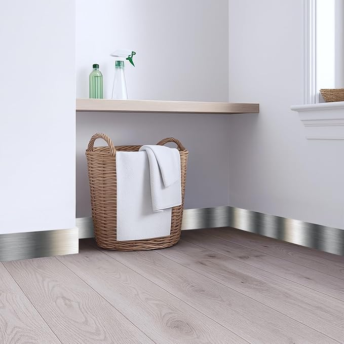 Metallic Stripe Wallpaper Border 196x4 Inch Peel and Stick Wall Border Silver - Image 4
