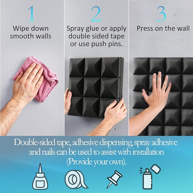 JBER 24 Pack 2" X 12" X 12" Acoustic Foam Panels, Soundproofing Wall Studio - Image 6