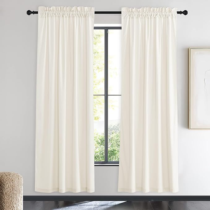 NICETOWN Ivory White Velvet Curtains Panel 72 inch Long 42 inch Wide, Luxury by NICETOWN