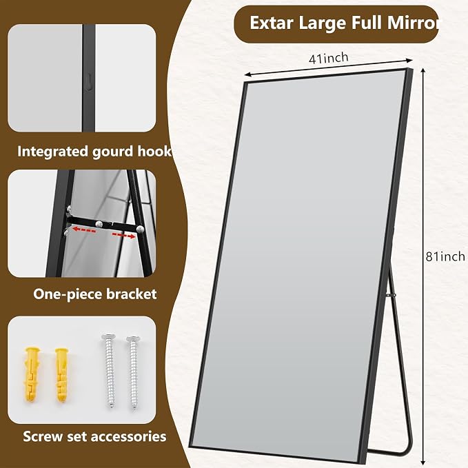 Koonmi 81"x41" Floor Mirror Full Length, Bedroom Floor Body Mirror - Image 4