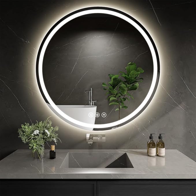 LED Bathroom Mirror 30 Inch Round Bathroom Mirror by WISSMILESHOME