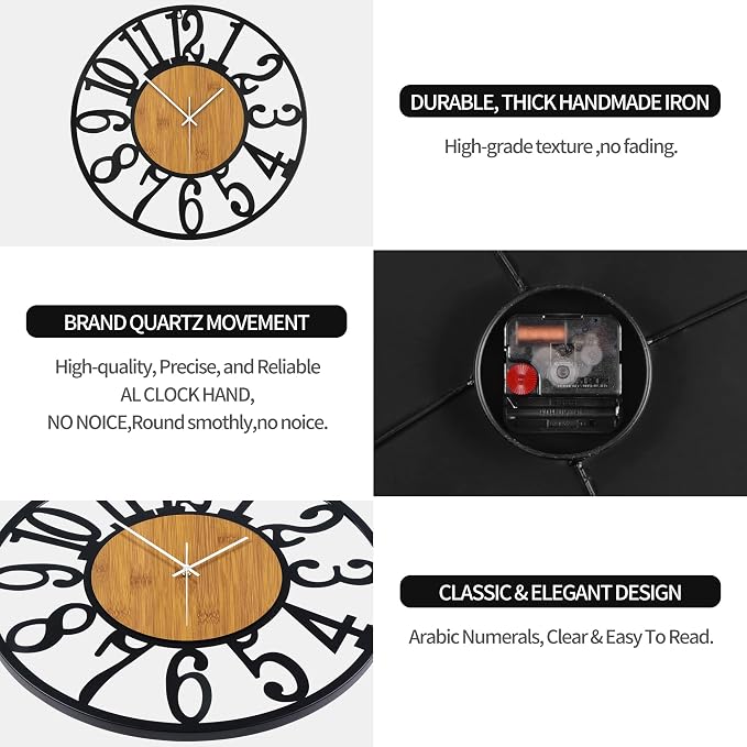 Large Wall Clock for Living Room Decor, 32 Inch Non Ticking Silent, Battery - Image 7