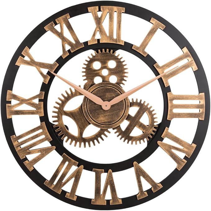 33" Roman Bronze Noiseless Silent Gear Wall Clock by OldtownClocks