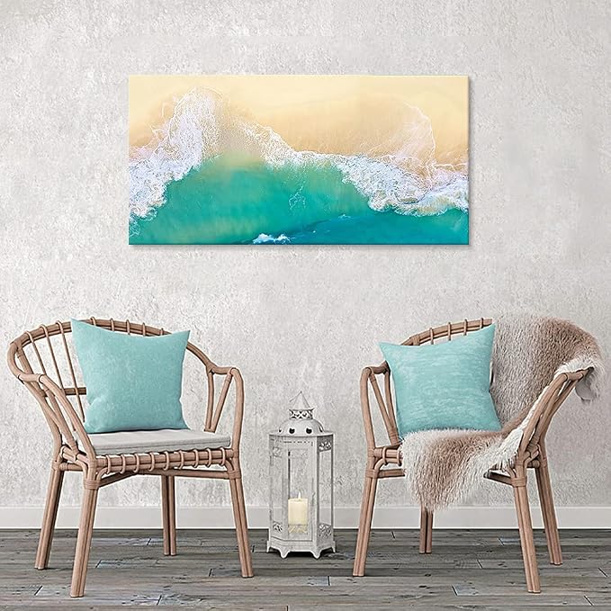 Goldfoilart Beach Canvas Wall Art Ocean Sea Waves Wall Decor Coastal - Image 4