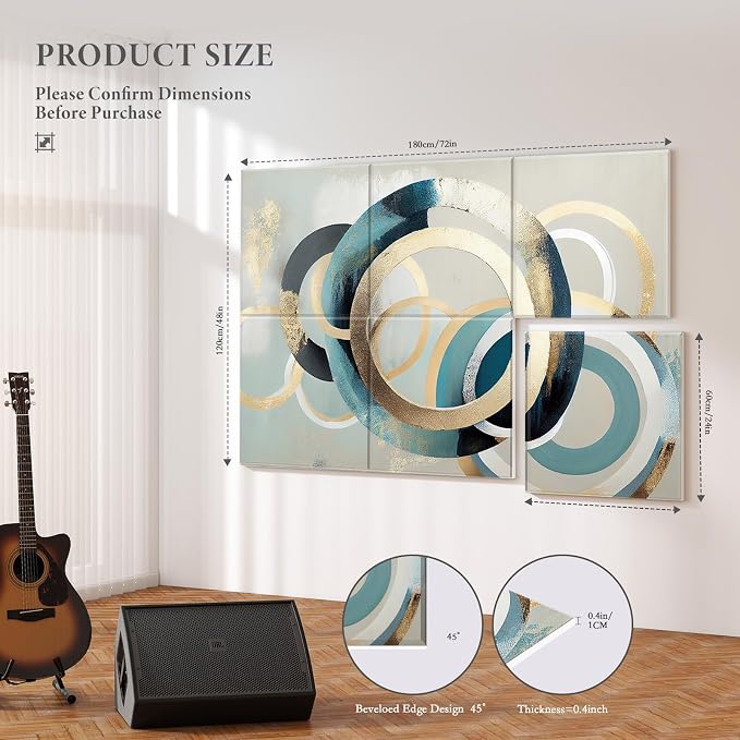 JBER 6 Pack Art Acoustic Panels, 72×48 Inches Soundproof Wall Panels, Large - Image 2