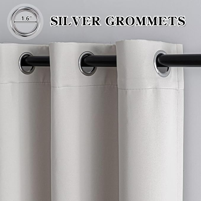 IGEMAEVE Greyish White Curtains 96 Inch Length 2 Panels Set, Light Filtering - Image 3