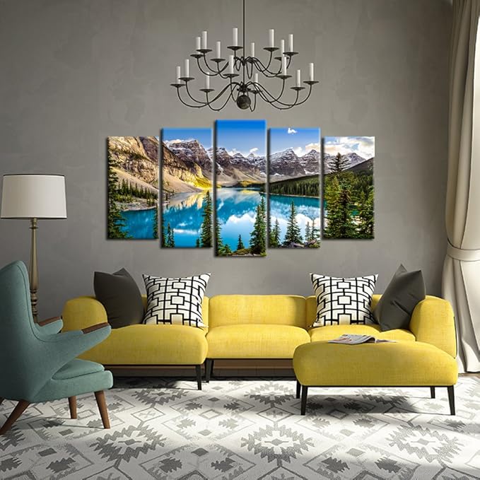 KREATIVE ARTS - 5 Pieces Canvas Prints Wall Art Canada Moraine Lake And Rocky - Image 2