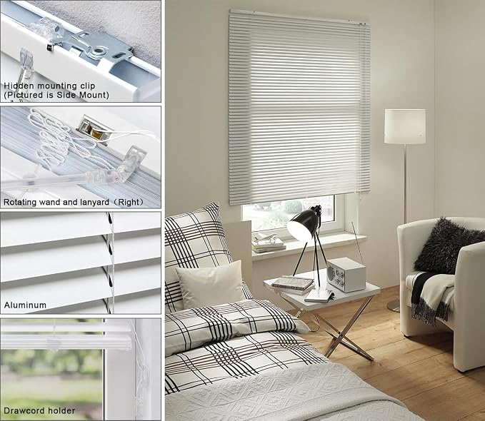 YIIBAII Mini Blinds Suitable for 42" W x 64" H Windows 1" Aluminum Horizontal - Image 3