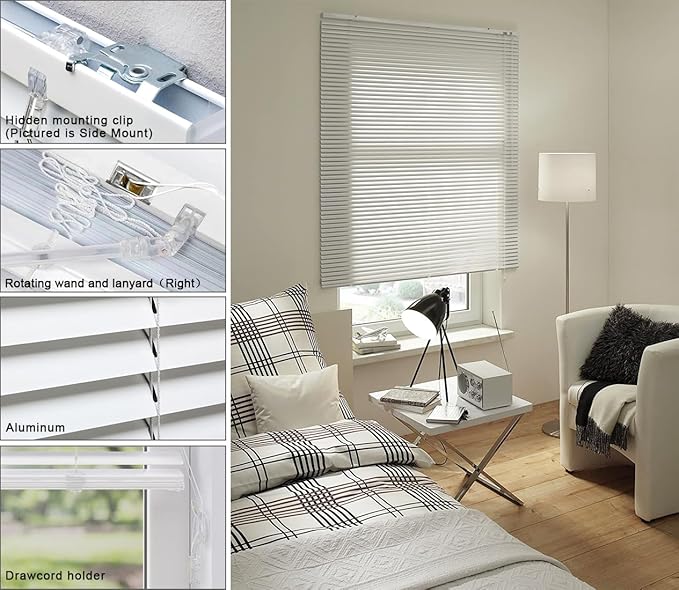 YIIBAII Mini Blinds Suitable for 22" W x 64" H Windows 1" Aluminum Horizontal - Image 4
