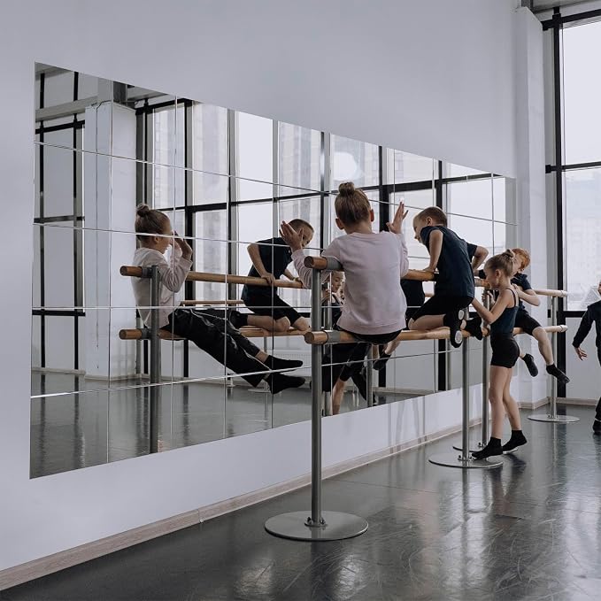 Ruomeng Home Gym Mirrors 12 Inch x 12Pcs Wall Mounted Mirror Glass Frameless - Image 8