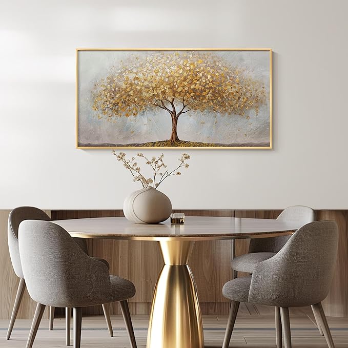 Gold Framed Tree of Life Wall Art, Large Modern Canvas Prints Paintings Artwork - Image 4