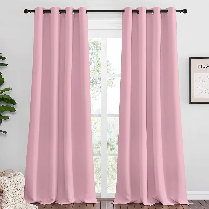 NICETOWN Crystal Pink Blackout Curtains 108" Long, 2 Pieces - Image 2