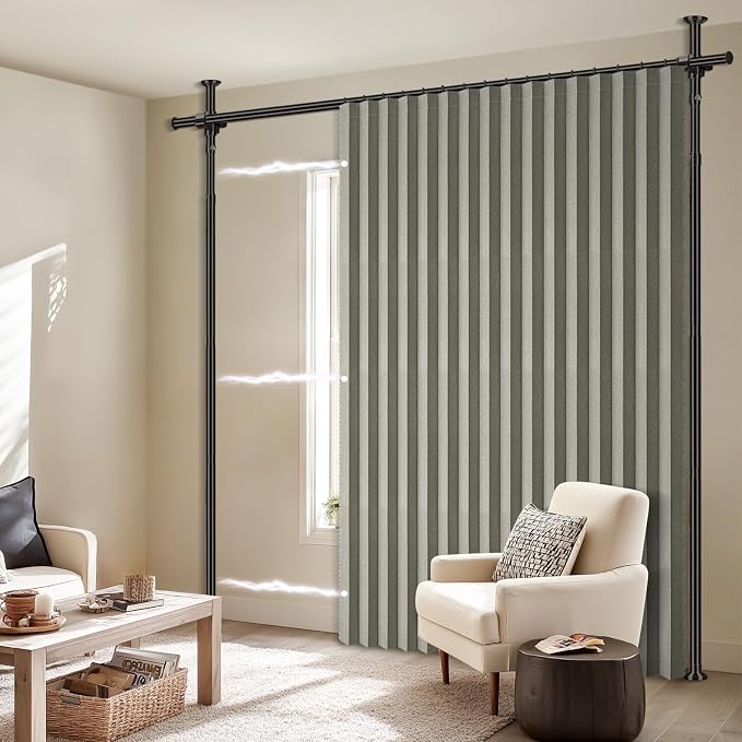 100% Blackout Room Divider Curtains Sets Grey W100 x L84 in 1 Panel No Drill - Image 7