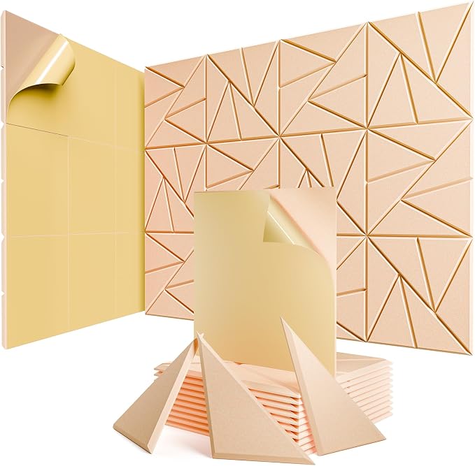 12 Pack Acoustic Panels with Self-Adhesive, Sound Panels High Density, by ROOME