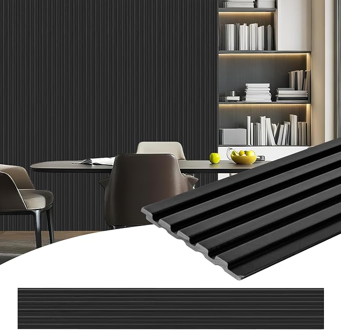 8-Pack 3D Slat Wall Panels — Soundproof Faux Wood Wall Panels by Unknown