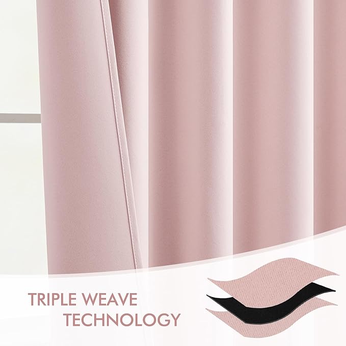 MIULEE Baby Pink Back Tab Blackout Curtains 63 Inch Length 2 Panels Set - Image 7