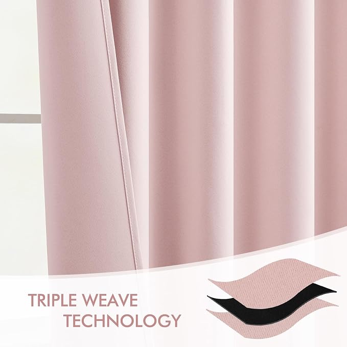 MIULEE Baby Pink Back Tab Blackout Curtains 84 Inch Length 2 Panels Set - Image 7