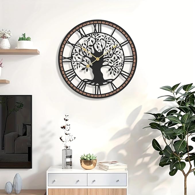Micasso Wall Clocks Battery Operated: 18Inch Farmhouse Tree of Life Metal - Image 7