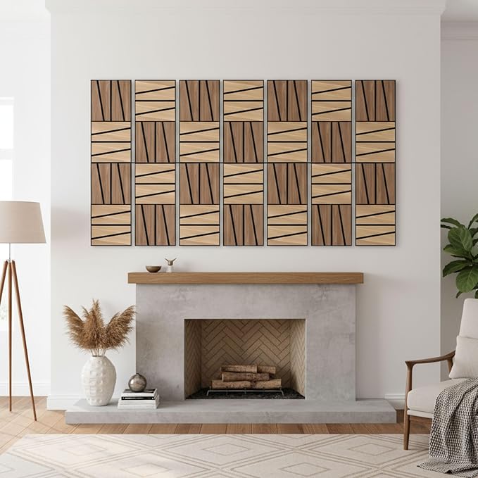 WoveN SounD Artisan Acoustic Wall Panels, 16 Pack 12x12 Inch, PVC Wood Grain - Image 7