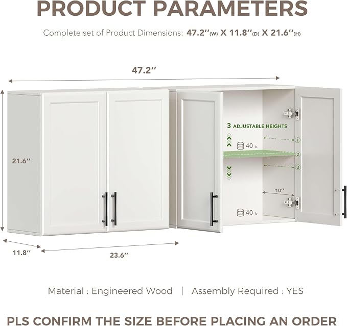 Furnaza Wall Cabinets for Laundry Room, Shaker Wall Mounted Kitchen Cabinets - Image 3