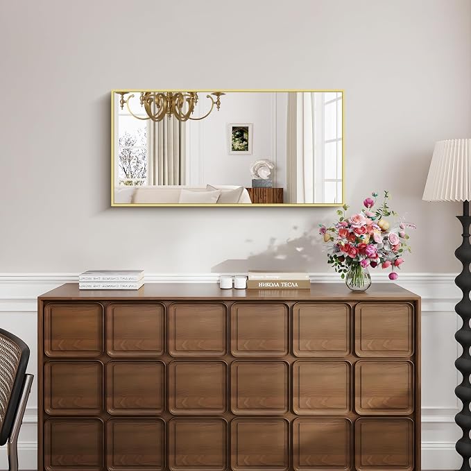 KOCUUY Gold Bathroom Mirror, HD Tempered Glass, Anti-Rust Frame, Modern Design - Image 2