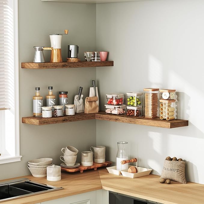 RALGEND Floating Shelves for Wall, 1.5" Thick Wall Shelf Set of 3 - Image 7