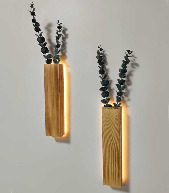 Artificial Eucalyptus with LED Lights Wall Planters Rustic Wall Decor with - Image 6