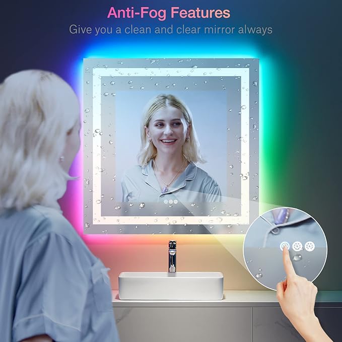 LOAAO 38"X38" LED Bathroom Mirror - Image 6