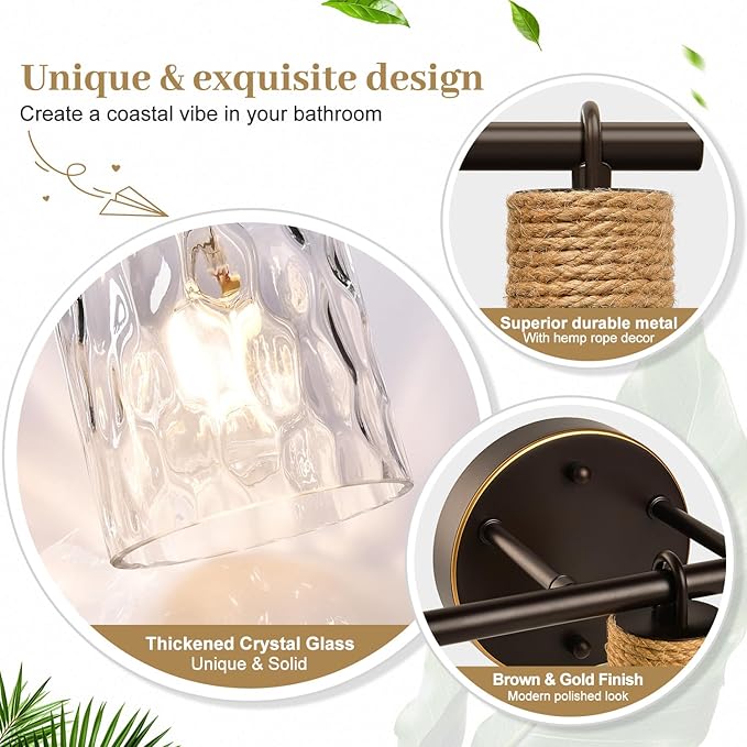 MOKATNG Bathroom Light Fixtures, 4-Light Coastal Vanity Lights - Image 3