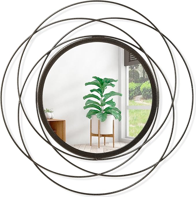 Mirrors Wall Decor Iron Frame Round Art Wall Mirrors Home Decoration Hanging by HLFMVWE