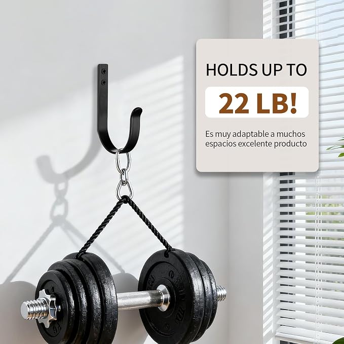 6 Pack Heavy Duty Wall Hooks, 22 LB Load Bearing Stainless Steel Single Prong - Image 2